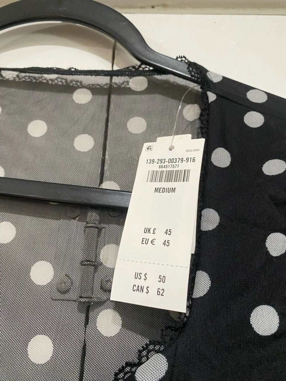 Abercrombie Fitch Blouse medium Bra Free Black Polka Dot Long-Sleeve V-Neck Top - Picture 2 of 13